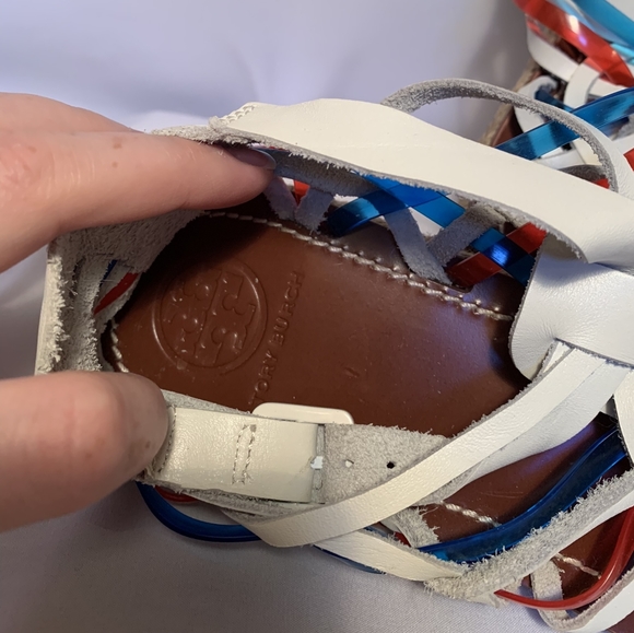 NWOT Tory Burch Huarache Espadrille red white and blue size 10 - Picture 3 of 10